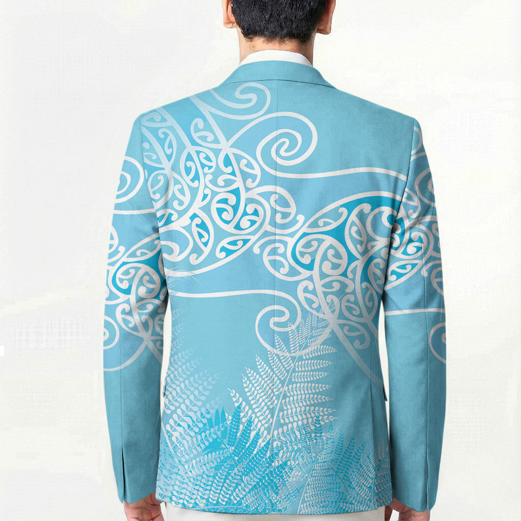 Aotearoa Maori Koru Curves Blazer Silver Ferns - Turquoise
