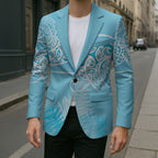 Aotearoa Maori Koru Curves Blazer Silver Ferns - Turquoise