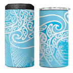 Aotearoa Maori Koru Curves 4 in 1 Can Cooler Tumbler Silver Ferns - Turquoise