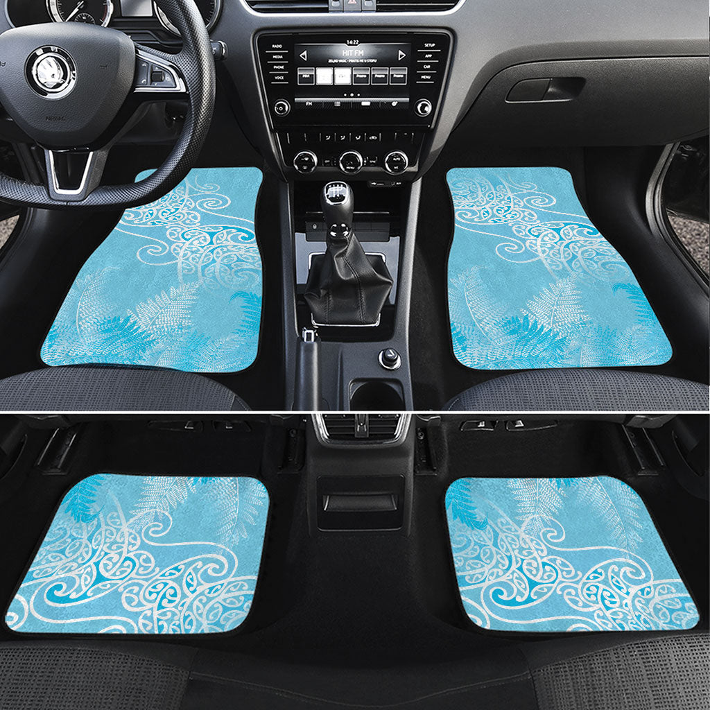 Aotearoa Maori Koru Curves Car Mats Silver Ferns - Turquoise