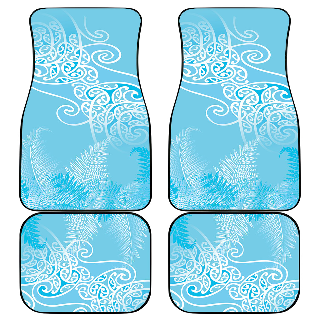 Aotearoa Maori Koru Curves Car Mats Silver Ferns - Turquoise
