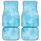 Aotearoa Maori Koru Curves Car Mats Silver Ferns - Turquoise