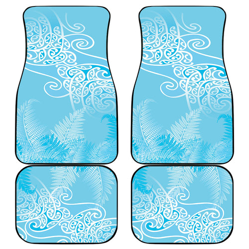Aotearoa Maori Koru Curves Car Mats Silver Ferns - Turquoise