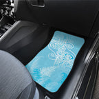 Aotearoa Maori Koru Curves Car Mats Silver Ferns - Turquoise