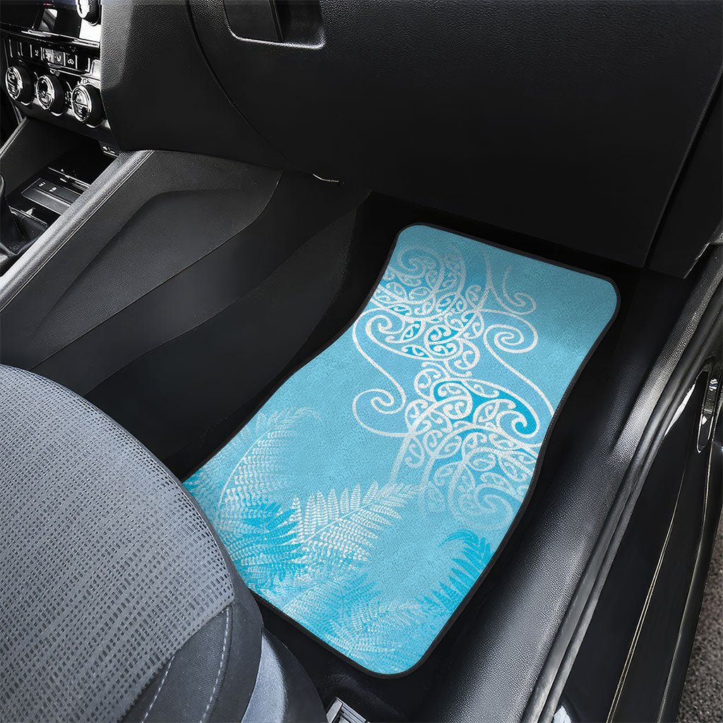 Aotearoa Maori Koru Curves Car Mats Silver Ferns - Turquoise