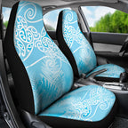 Aotearoa Maori Koru Curves Car Seat Cover Silver Ferns - Turquoise
