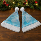 Aotearoa Maori Koru Curves Christmas Santa Hat Silver Ferns - Turquoise