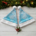 Aotearoa Maori Koru Curves Christmas Santa Hat Silver Ferns - Turquoise