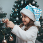Aotearoa Maori Koru Curves Christmas Santa Hat Silver Ferns - Turquoise