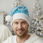 Aotearoa Maori Koru Curves Christmas Santa Hat Silver Ferns - Turquoise