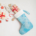 Aotearoa Maori Koru Curves Christmas Stocking Silver Ferns - Turquoise
