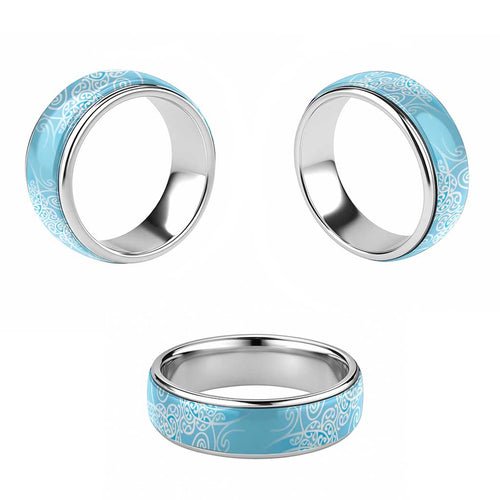 Aotearoa Maori Koru Curves Classic Ring Silver Ferns - Turquoise