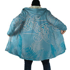 Aotearoa Maori Koru Curves Cloak Silver Ferns - Turquoise