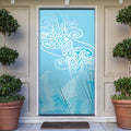 Aotearoa Maori Koru Curves Door Cover Silver Ferns - Turquoise