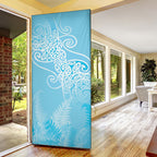 Aotearoa Maori Koru Curves Door Cover Silver Ferns - Turquoise