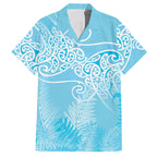 Aotearoa Maori Koru Curves Hawaiian Shirt Silver Ferns - Turquoise