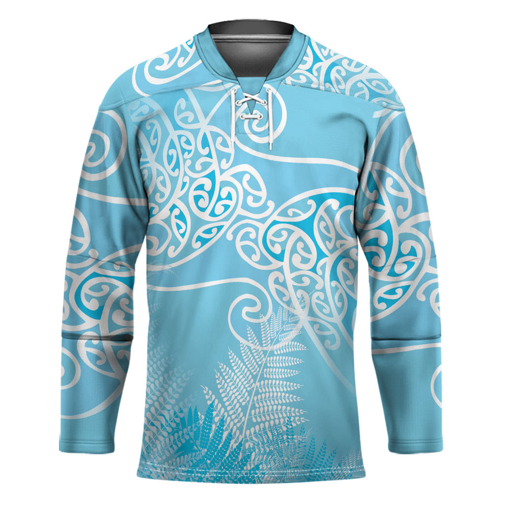 Aotearoa Maori Koru Curves Hockey Jersey Silver Ferns - Turquoise