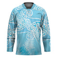 Aotearoa Maori Koru Curves Hockey Jersey Silver Ferns - Turquoise