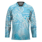 Aotearoa Maori Koru Curves Hockey Jersey Silver Ferns - Turquoise