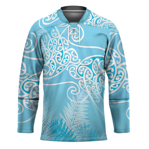 Aotearoa Maori Koru Curves Hockey Jersey Silver Ferns - Turquoise