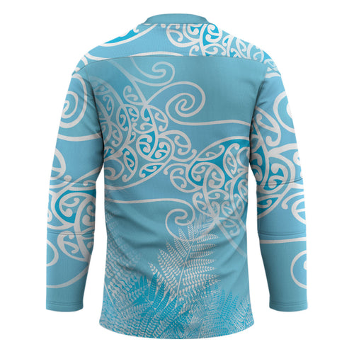 Aotearoa Maori Koru Curves Hockey Jersey Silver Ferns - Turquoise