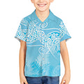 Aotearoa Maori Koru Curves Kid Hawaiian Shirt Silver Ferns - Turquoise