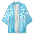 Aotearoa Maori Koru Curves Kimono Silver Ferns - Turquoise