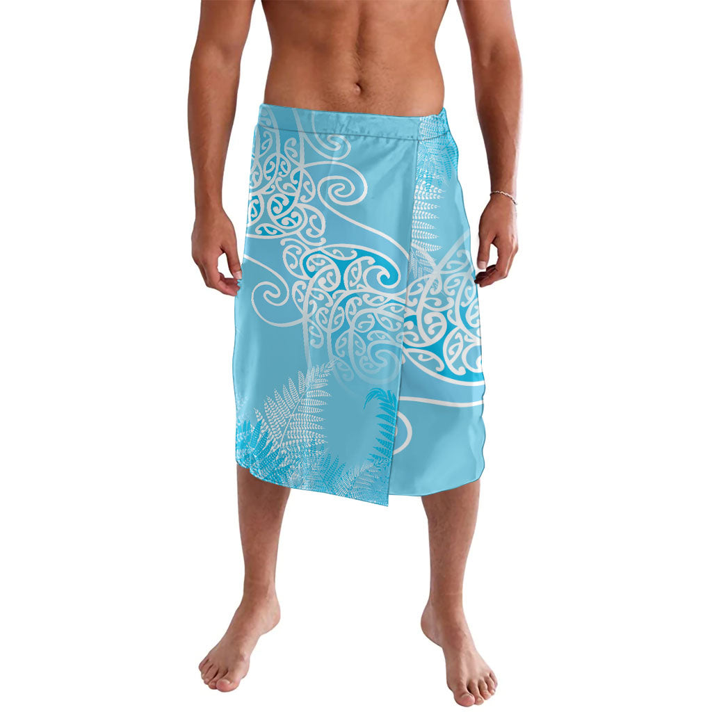 Aotearoa Maori Koru Curves Lavalava Silver Ferns - Turquoise