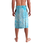 Aotearoa Maori Koru Curves Lavalava Silver Ferns - Turquoise