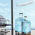 Aotearoa Maori Koru Curves Luggage Cover Silver Ferns - Turquoise