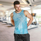 Aotearoa Maori Koru Curves Men Tank Top Silver Ferns - Turquoise
