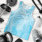 Aotearoa Maori Koru Curves Men Tank Top Silver Ferns - Turquoise
