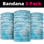 Aotearoa Maori Koru Curves Neck Gaiter Silver Ferns - Turquoise