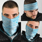 Aotearoa Maori Koru Curves Neck Gaiter Silver Ferns - Turquoise
