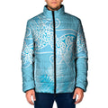 Aotearoa Maori Koru Curves Padded Jacket Silver Ferns - Turquoise