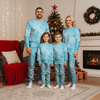 Aotearoa Maori Koru Curves Christmas Pajama Set Silver Ferns - Turquoise