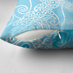 Aotearoa Maori Koru Curves Pillow Cover Silver Ferns - Turquoise