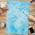 Aotearoa Maori Koru Curves Puzzle Silver Ferns - Turquoise