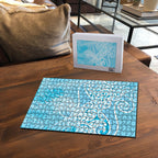 Aotearoa Maori Koru Curves Puzzle Silver Ferns - Turquoise