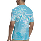 Aotearoa Maori Koru Curves Rugby Jersey Silver Ferns - Turquoise