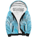 Aotearoa Maori Koru Curves Sherpa Hoodie Silver Ferns - Turquoise