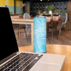 Aotearoa Maori Koru Curves Skinny Tumbler Silver Ferns - Turquoise