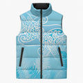 Aotearoa Maori Koru Curves Sleeveless Puffer Jacket Silver Ferns - Turquoise