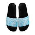 Aotearoa Maori Koru Curves Slide Sandals Silver Ferns - Turquoise
