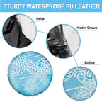 Aotearoa Maori Koru Curves Spare Tire Cover Silver Ferns - Turquoise