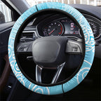 Aotearoa Maori Koru Curves Steering Wheel Cover Silver Ferns - Turquoise