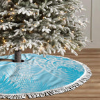 Aotearoa Maori Koru Curves Tree Skirt Silver Ferns - Turquoise