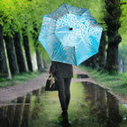 Aotearoa Maori Koru Curves Umbrella Silver Ferns - Turquoise
