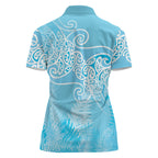 Aotearoa Maori Koru Curves Women Polo Shirt Silver Ferns - Turquoise