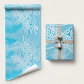 Aotearoa Maori Koru Curves Wrapping Paper Silver Ferns - Turquoise